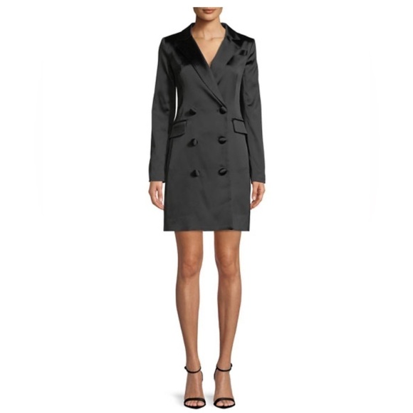 Milly Dresses & Skirts - NWT Women’s Milly black stretch satin blazer mini dress double breasted size 10
